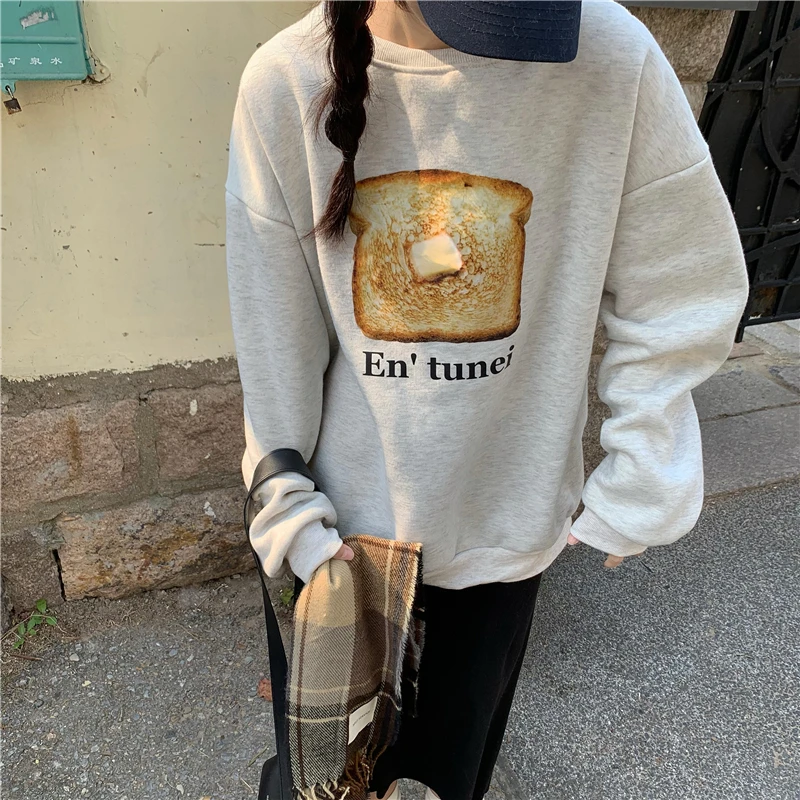 New Autumn Vintage Women Sweatshirt Funny Butter Bread Baggy Fleece Moletom Feminino Oversize Hoodie Blouse Sudaderas Ropa Mujer
New Autumn Vintage Women Sweatshirt Funny Butter Bread Baggy Fleece Moletom Feminino Oversize Hoodie Blouse Sudaderas Ropa Mujer