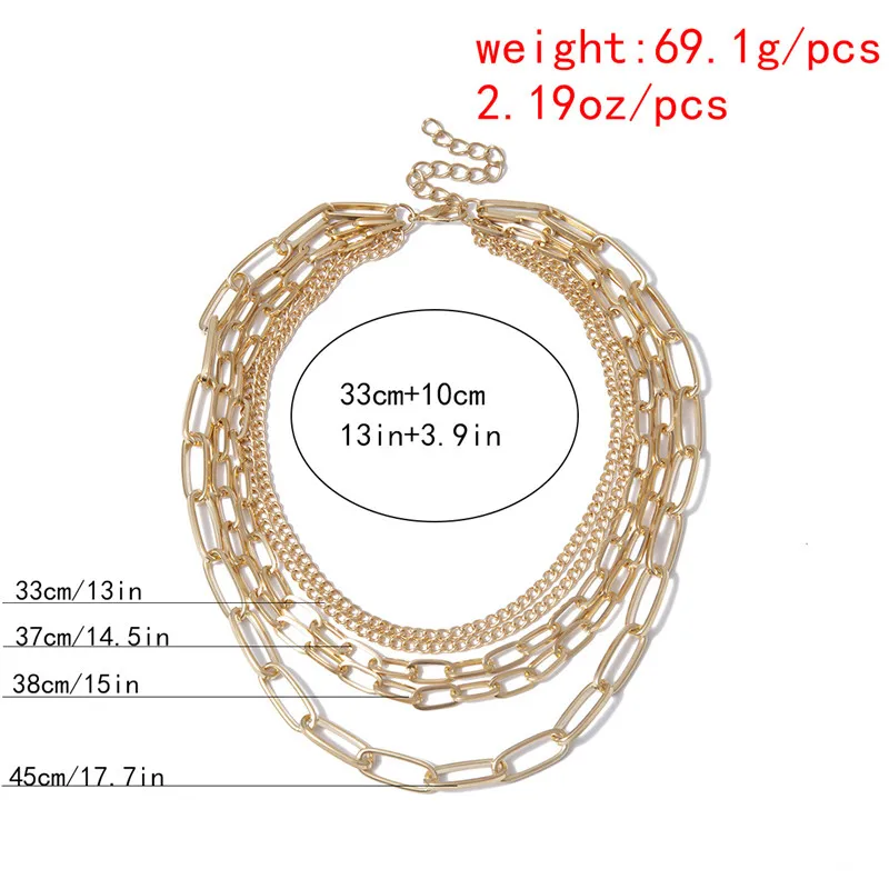 Drop Shipping Multi-layer Chain Choker Necklace Women High Quality Punk Chain Gold Necklace Party Jewelry Collares
Drop Shipping Multi-layer Chain Choker Necklace Women High Quality Punk Chain Gold Necklace Party Jewelry Collares