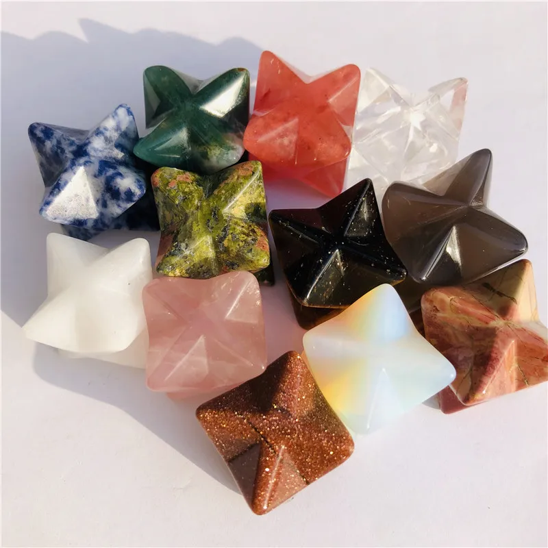 12pcs many kinds of natural crystal merkaba stone