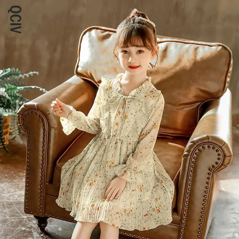 Girl's Spring Summer Long Sleeve Dress Children's Chiffon Fresh Cool Floral Print Ruffle Pleated Dress With Tie Outing Clothing
Girl's Spring Summer Long Sleeve Dress Children's Chiffon Fresh Cool Floral Print Ruffle Pleated Dress With Tie Outing Clothing