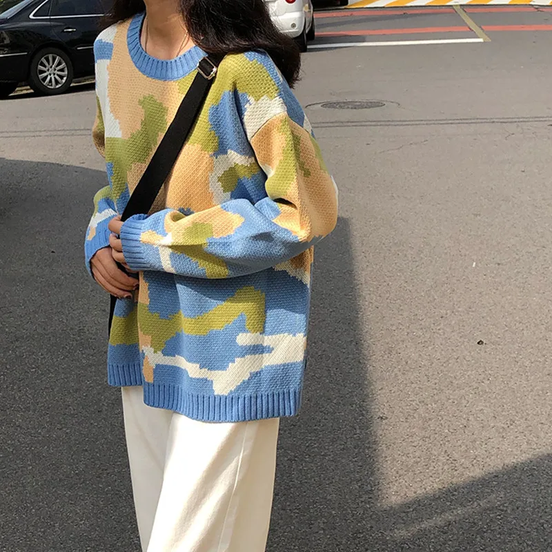 3 colors Korean style loose Knitted warm Sweaters Women color patchwork camouflage women sweaters and pullovers
3 colors Korean style loose Knitted warm Sweaters Women color patchwork camouflage women sweaters and pullovers