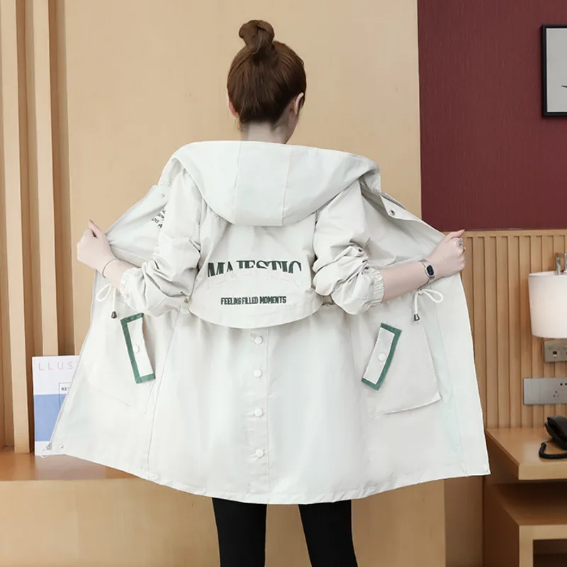 #5630 Spring Autumn Trench Coat Women Slim Black Beige Ladies Coats With Hooded Casual Overcoat Drawstring Waist Windbreaker
#5630 Spring Autumn Trench Coat Women Slim Black Beige Ladies Coats With Hooded Casual Overcoat Drawstring Waist Windbreaker