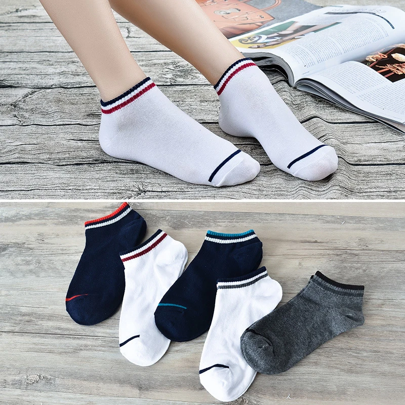 5 pairs 2020 Men Socks Cotton Fashion Solid Color Stripes Boat Summer Male Casual Breathable Spring Boy New Meias | Мужская одежда