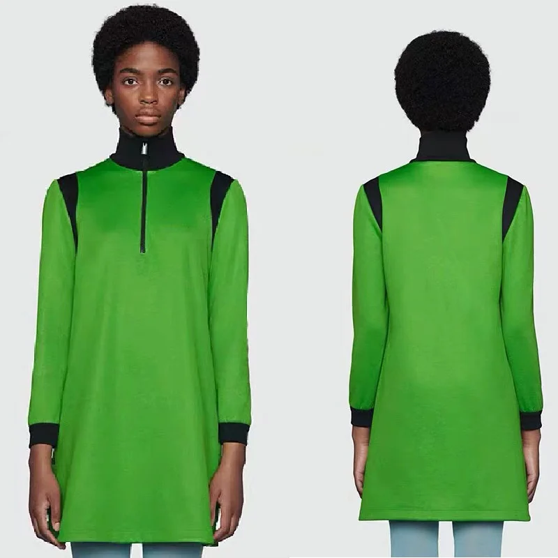 luxury design fashion G letter embroidery side button split dress temperament semi zipper stand collar long sleeve knitted dress
luxury design fashion G letter embroidery side button split dress temperament semi zipper stand collar long sleeve knitted dress