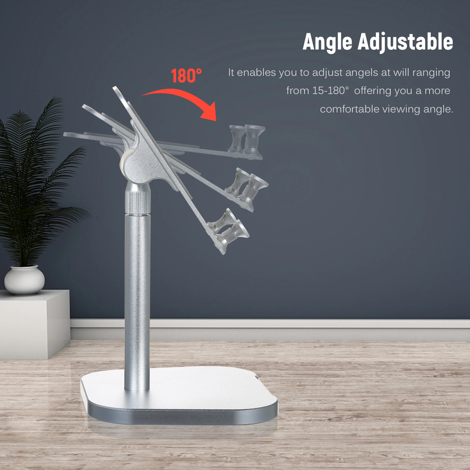 Stand Holder for Cell Phone Tablet Height Adjustable 360 Degree Rotating Counterweight Round Base Desktop Stand Holder Silver
Stand Holder for Cell Phone Tablet Height Adjustable 360 Degree Rotating Counterweight Round Base Desktop Stand Holder Silver
