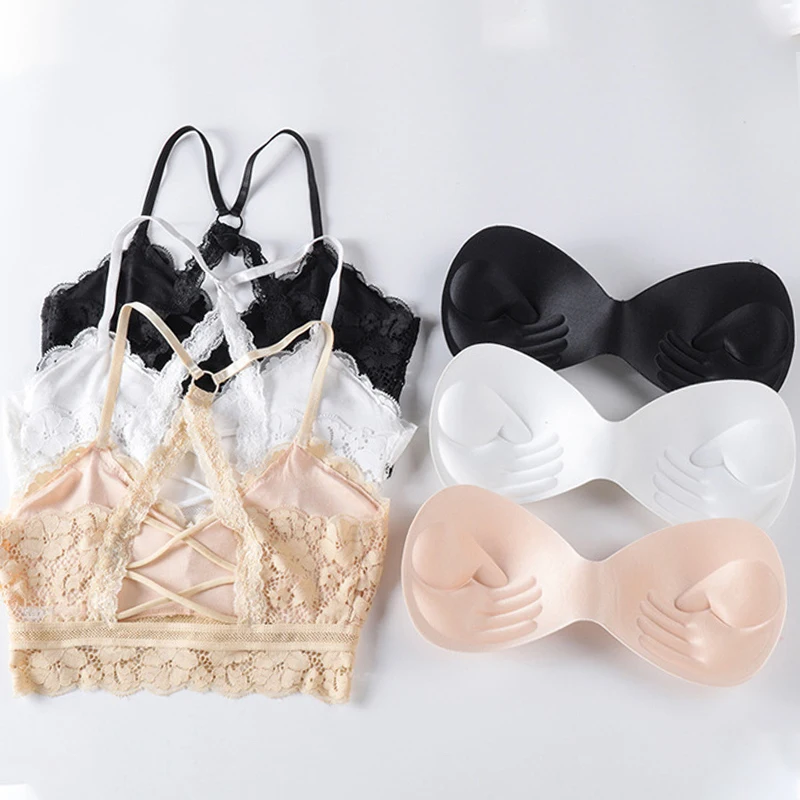 Women Hollow Out Bralette Solid Color Beauty Back Lace Underwear Sexy Vest Female Add pad Wireless Bra Seamless Lingerie
Women Hollow Out Bralette Solid Color Beauty Back Lace Underwear Sexy Vest Female Add pad Wireless Bra Seamless Lingerie