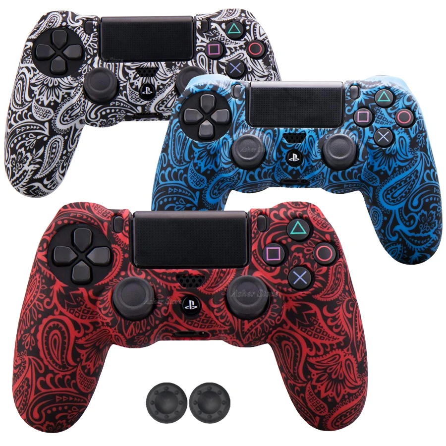 Силиконовый чехол для контроллера PS4 водонепроницаемый защитный с цветочным