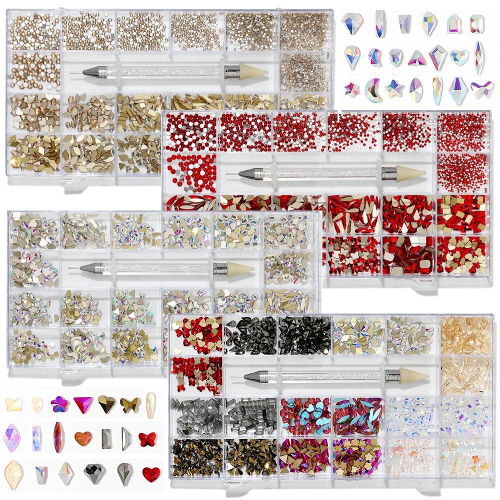 2000PC/Box 20Shape Crystals AB Rhinestone With 1 Pick Up Pen Nails Art Accessories Flat- Back Nail Diamonds Gems Rhinestones
2000PC/Box 20Shape Crystals AB Rhinestone With 1 Pick Up Pen Nails Art Accessories Flat- Back Nail Diamonds Gems Rhinestones