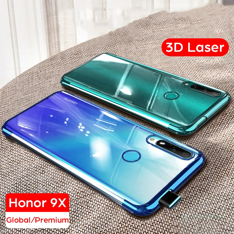 Роскошный чехол для Huawei Honor 9X с лазерным покрытием мягкая прозрачная задняя