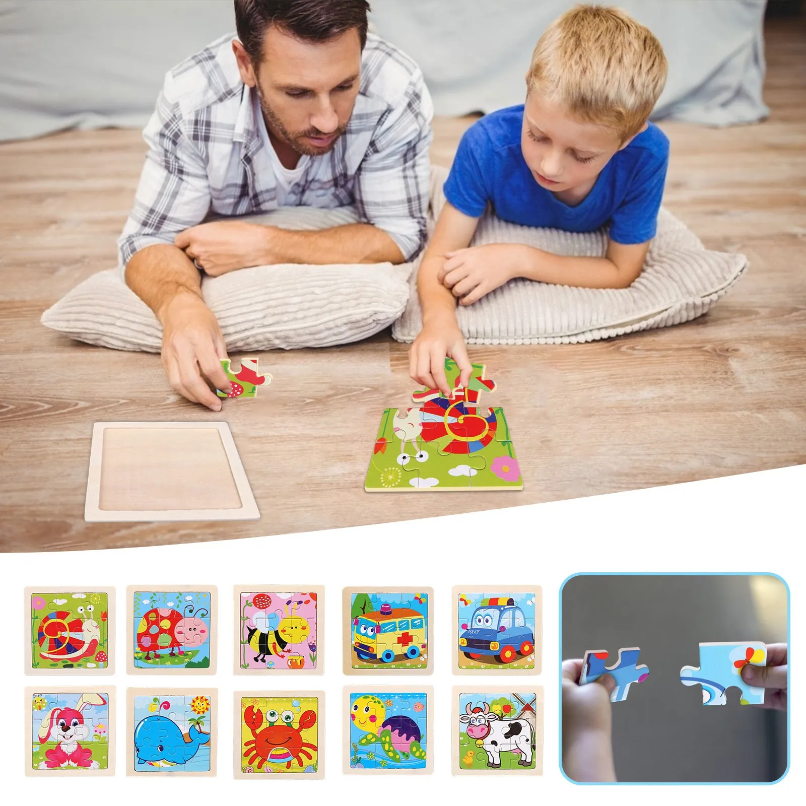 11x11cm Kids Wooden Puzzle Cartoon Animal Traffic Tangram Wood Puzzle Toys Educational Jigsaw Toys For Children Gifts
11x11cm Kids Wooden Puzzle Cartoon Animal Traffic Tangram Wood Puzzle Toys Educational Jigsaw Toys For Children Gifts