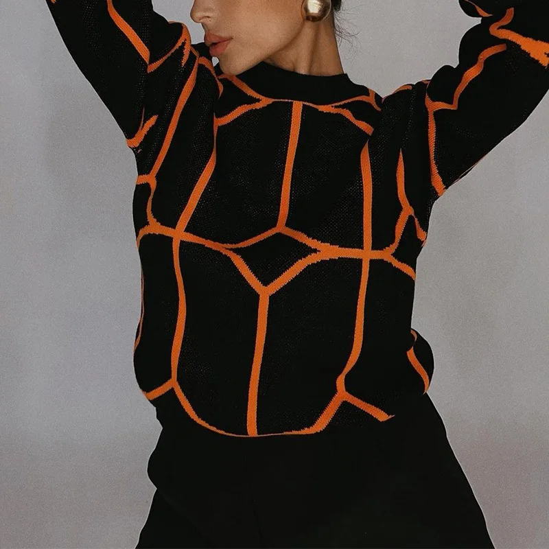 Autumn Winter Knitted Pullovers Sweater Women Long Sleeve Geometric Patterns High Street Jumpers 2021 Turquoise Blue Orange Tops
Autumn Winter Knitted Pullovers Sweater Women Long Sleeve Geometric Patterns High Street Jumpers 2021 Turquoise Blue Orange Tops
