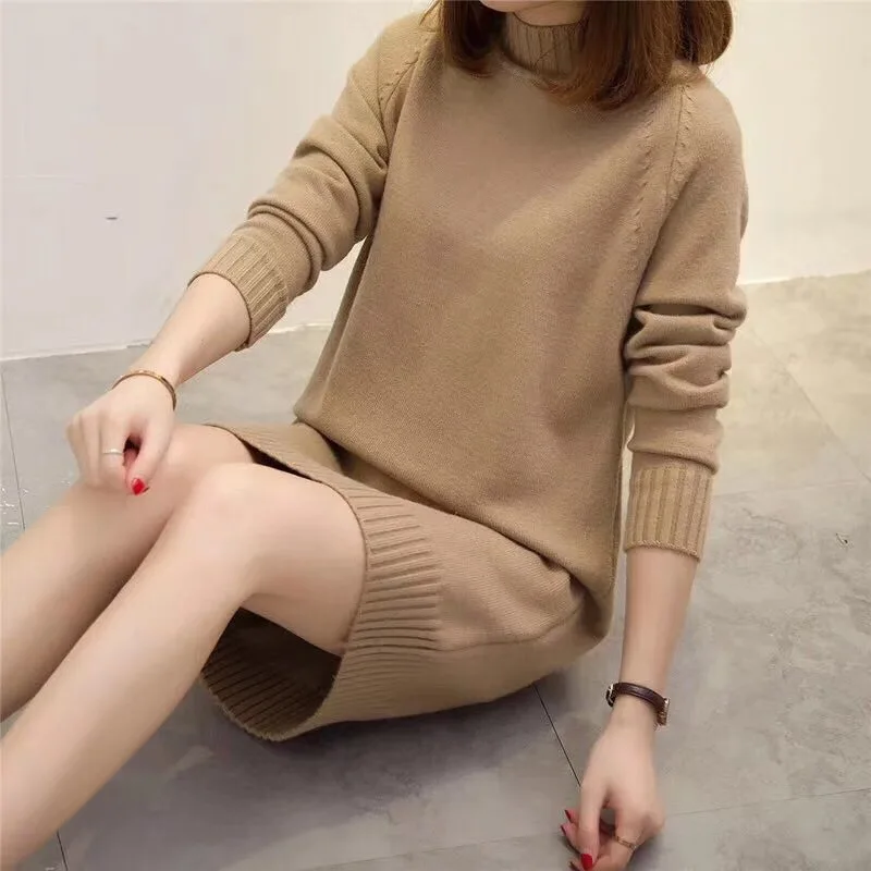 Long Dress Spring And Autumn New Solid Color Half High Neck Bottoming Skirt Korean Loose Pullover Sweater Women Sweater Skirt
Long Dress Spring And Autumn New Solid Color Half High Neck Bottoming Skirt Korean Loose Pullover Sweater Women Sweater Skirt
