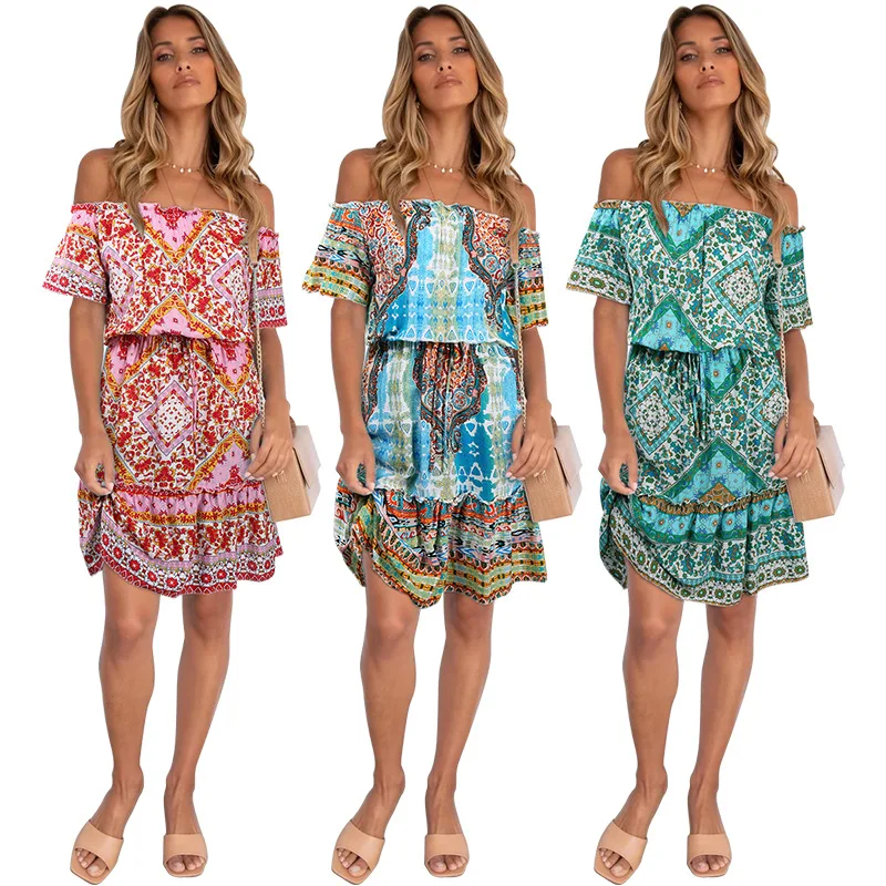 Witbuy Beach Boho Print Summer Dresses For Women 2021 Sexy Slash Neck Short Sleeve Loose A-Line Casual Women Dresses Vestidos
Witbuy Beach Boho Print Summer Dresses For Women 2021 Sexy Slash Neck Short Sleeve Loose A-Line Casual Women Dresses Vestidos