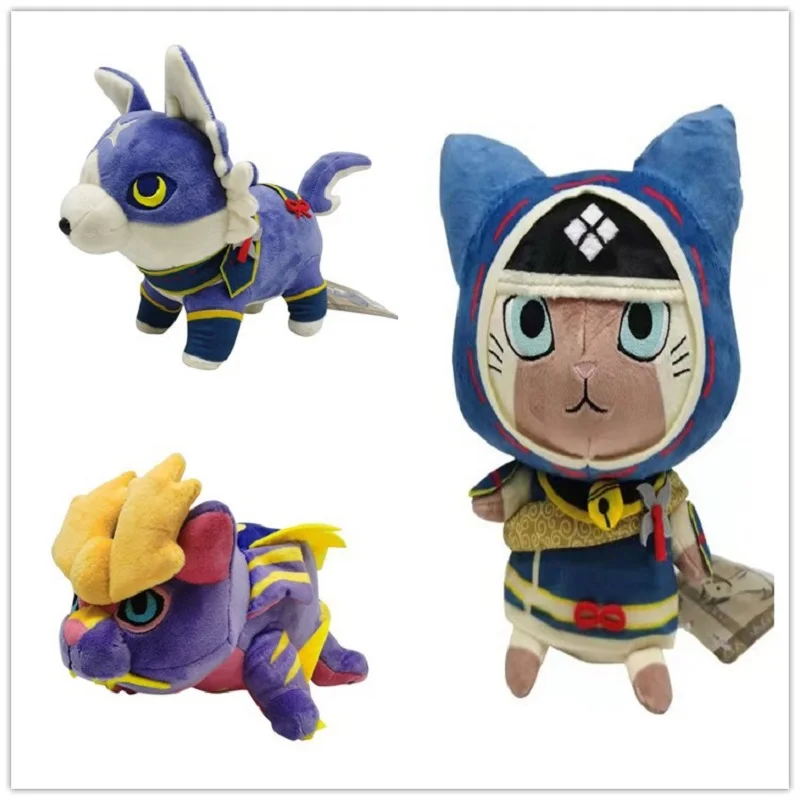 

Hot 23cm New Monster Animals Cat Dragon Plush Toys Cute Hunter Magnamalo Palico Palamute Stuffed Toy Gifts