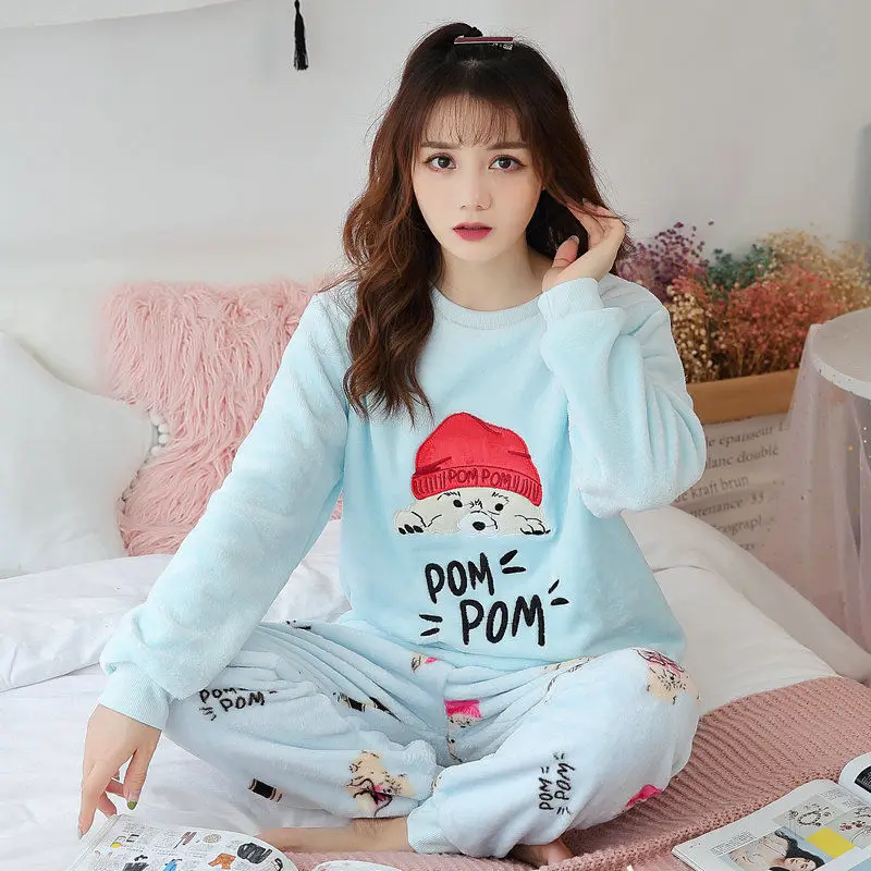 Winter Women Warm Casual Nightdress Sleepwear Pijama Mujer Flannel full-sleeve Pajamas Set Ladies Homewear Pyjamas Women Clothes 
Winter Women Warm Casual Nightdress Sleepwear Pijama Mujer Flannel full-sleeve Pajamas Set Ladies Homewear Pyjamas Women Clothes