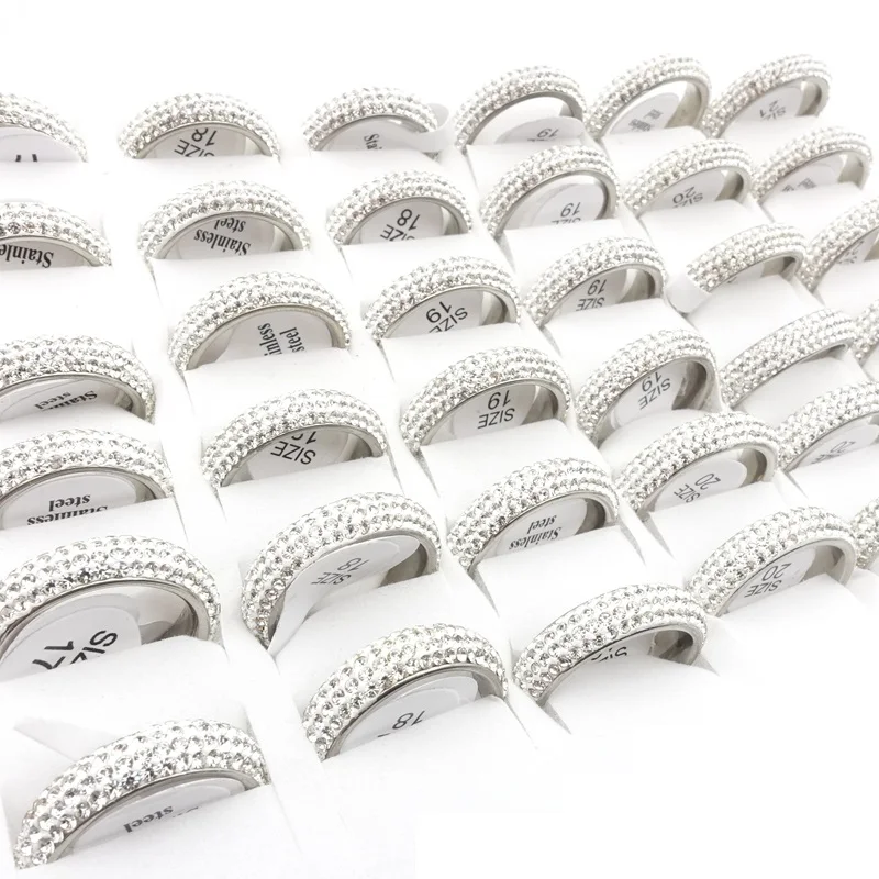 MIXMAX 15PCS Men Women Stainless Steel Rings 6MM Gold Silver Plated Clay 4 Rows Rhinestone Fashion Jewelry Wholesale Lots Ring
MIXMAX 15PCS Men Women Stainless Steel Rings 6MM Gold Silver Plated Clay 4 Rows Rhinestone Fashion Jewelry Wholesale Lots Ring