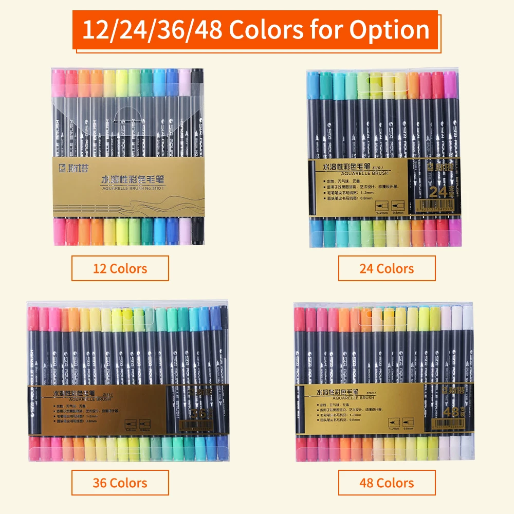 12/24/36/48 Colors Dual Tip Brush Pens Art Marker Set Fine & Brush Tip Water Soluble for Artist Drawing Painting Coloring
12/24/36/48 Colors Dual Tip Brush Pens Art Marker Set Fine & Brush Tip Water Soluble for Artist Drawing Painting Coloring