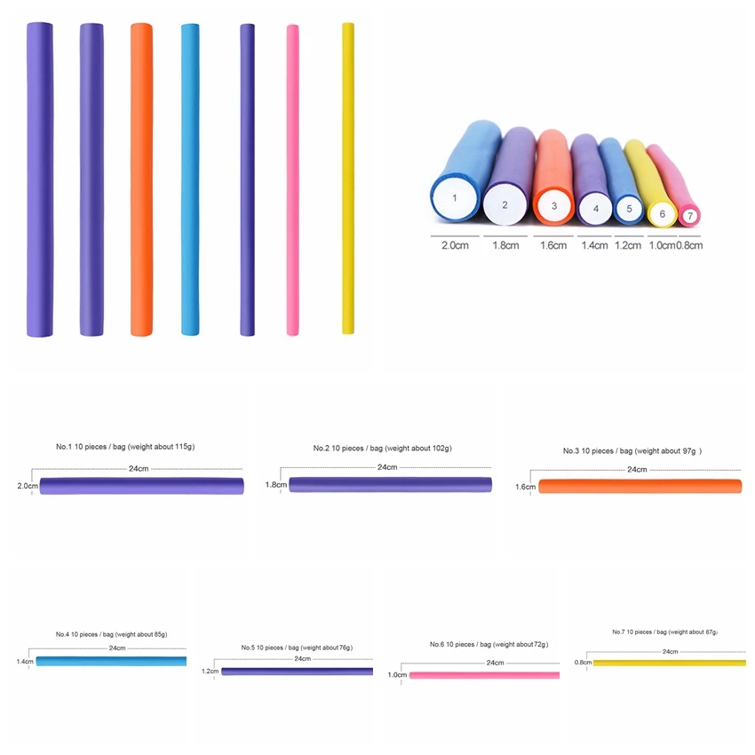 10pcs Hair Curling Curler Magic Air Hair Rollers Soft Foam Bendy Twist Magic Flexi Rods Styling Hair Sticks Tool Random color
10pcs Hair Curling Curler Magic Air Hair Rollers Soft Foam Bendy Twist Magic Flexi Rods Styling Hair Sticks Tool Random color