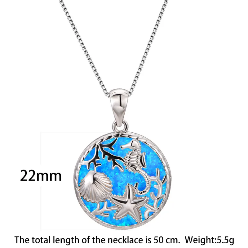 Cute Female Blue Round Opal Pendants Necklaces Charm Silver Color Wedding Necklaces For Women Boho Sea Star Shell Chain Necklace
Cute Female Blue Round Opal Pendants Necklaces Charm Silver Color Wedding Necklaces For Women Boho Sea Star Shell Chain Necklace