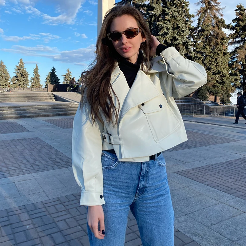 Turn Down Collar Soft Faux Ladies Punk Outerwear Loose Streetwear Black Red Women Faux Leather Jacket Pu Motorcycle Biker Coat
Turn Down Collar Soft Faux Ladies Punk Outerwear Loose Streetwear Black Red Women Faux Leather Jacket Pu Motorcycle Biker Coat