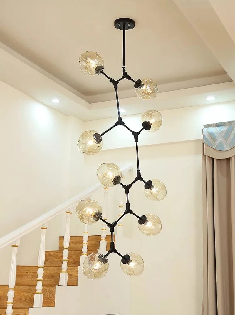 Nordic Modern Glass Lampshape Creative Chandelier Light Vertical Black Gold Body Stair Chandeliers Multi Heads For Choose
Nordic Modern Glass Lampshape Creative Chandelier Light Vertical Black Gold Body Stair Chandeliers Multi Heads For Choose