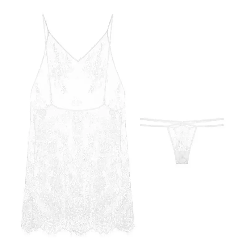 Pajamas women's sexy lace suspenders in summer. Pajamas tempt thin transparent nightdresses and hollow backless home clothes
Pajamas women's sexy lace suspenders in summer. Pajamas tempt thin transparent nightdresses and hollow backless home clothes