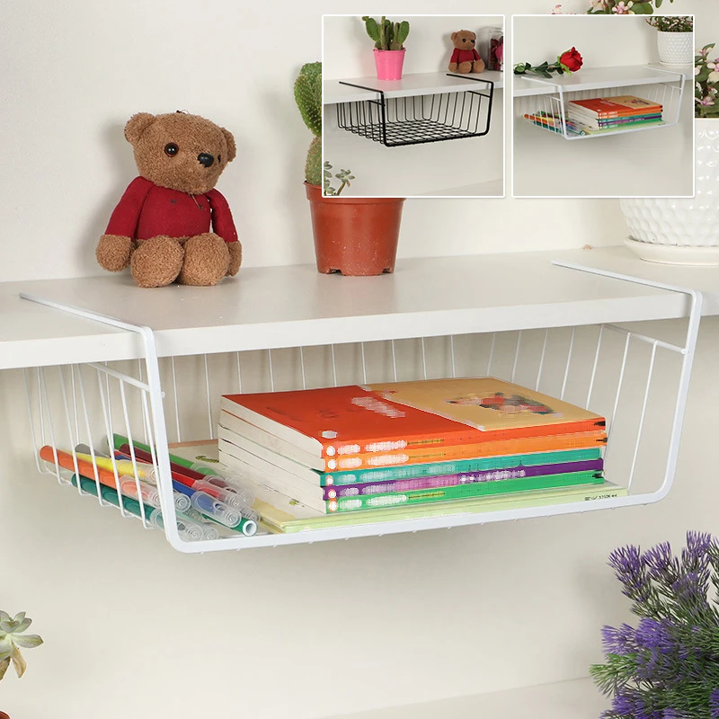 Under Shelf Storage Basket Lightweight Iron Organiser Rack Space Saving