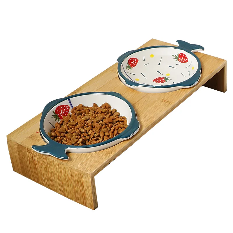 Cat Feeding Bowl Bamboo Stand Ceramic Double Bowl Pet Bowl Protecting Cervical Spine Cat Food Bowl Dog Bowl Drinking Dog Bowl
Cat Feeding Bowl Bamboo Stand Ceramic Double Bowl Pet Bowl Protecting Cervical Spine Cat Food Bowl Dog Bowl Drinking Dog Bowl