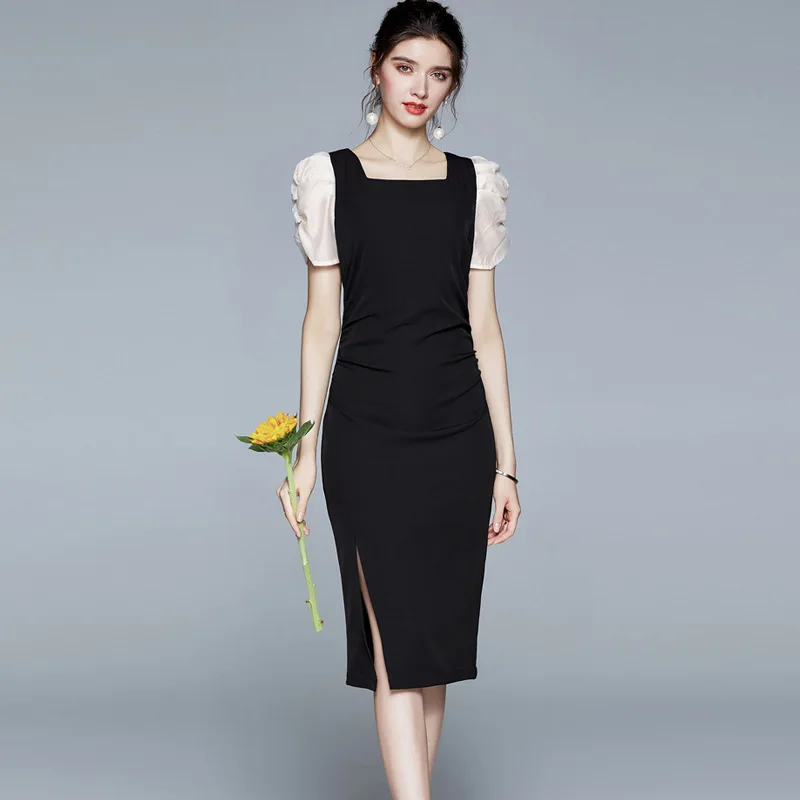 Summer 2021 new sexy temperament of cultivate one's morality show thin black dress with short sleeves long dress skirt
Summer 2021 new sexy temperament of cultivate one's morality show thin black dress with short sleeves long dress skirt