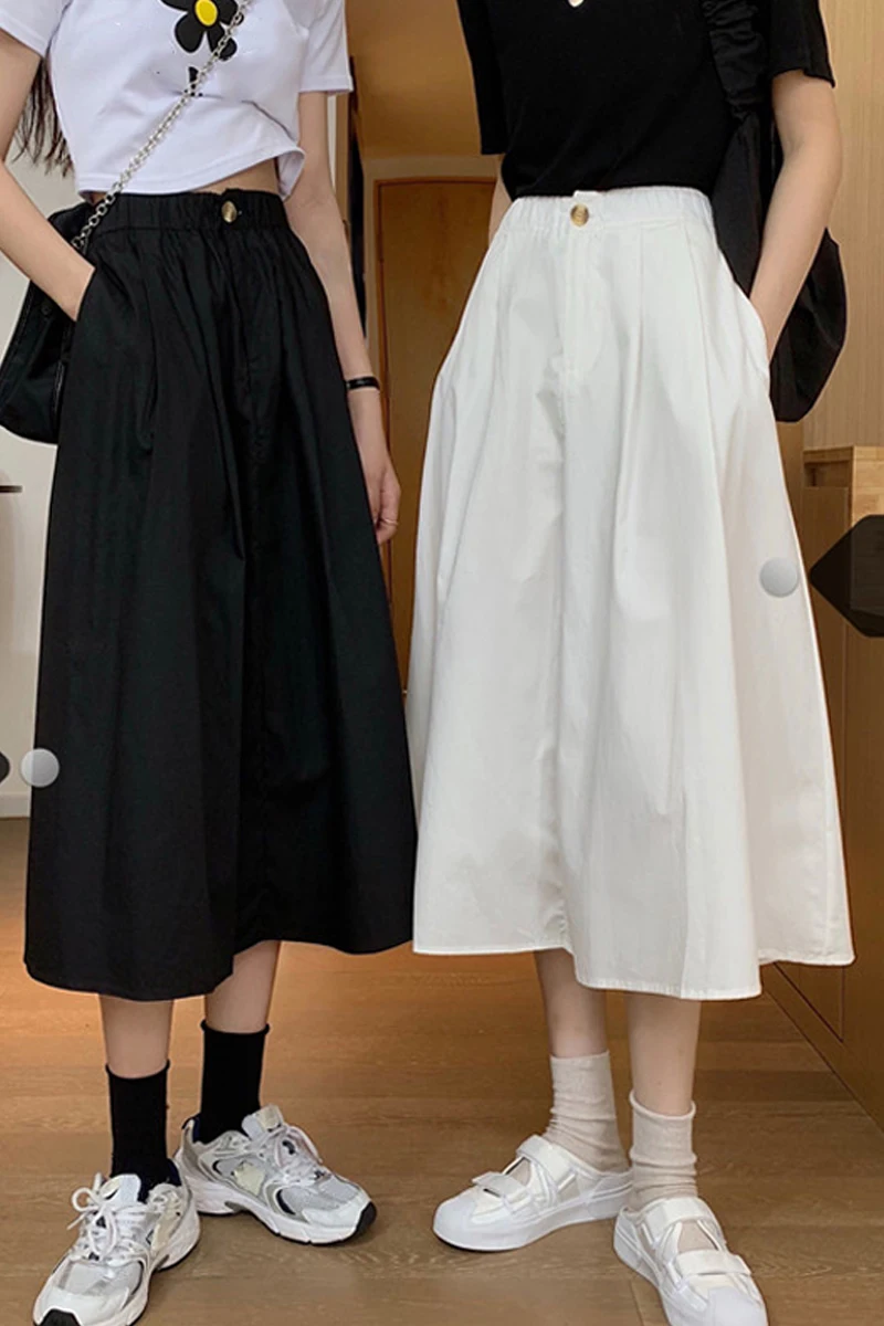 Versatile black skirt women's spring 2021 new tooling A-line skirt high waist slim mid length skirt
Versatile black skirt women's spring 2021 new tooling A-line skirt high waist slim mid length skirt