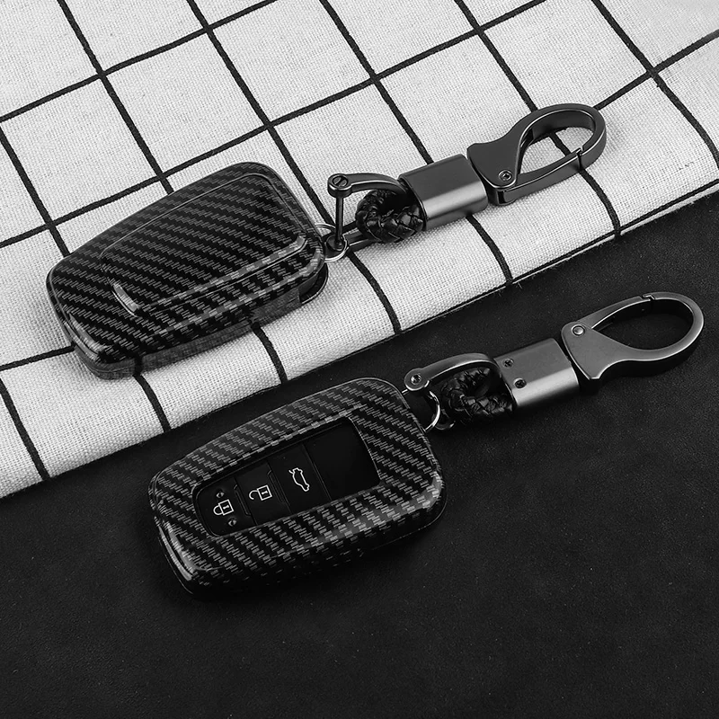 Glossy Carbon fiber ABS Car Remote Key Case Fob Cover For Toyota Camry Corolla C-HR CHR Prado RAV4 Prius 2018 2019 Keychain Bag 
Glossy Carbon fiber ABS Car Remote Key Case Fob Cover For Toyota Camry Corolla C-HR CHR Prado RAV4 Prius 2018 2019 Keychain Bag