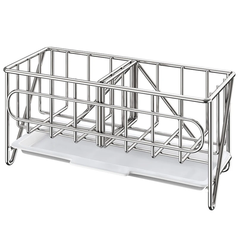 Sink Caddy Organizer Countertop Sponge Brush Soap Holder with Drain Pan Stainless Steel for Kitchen 
Sink Caddy Organizer Countertop Sponge Brush Soap Holder with Drain Pan Stainless Steel for Kitchen