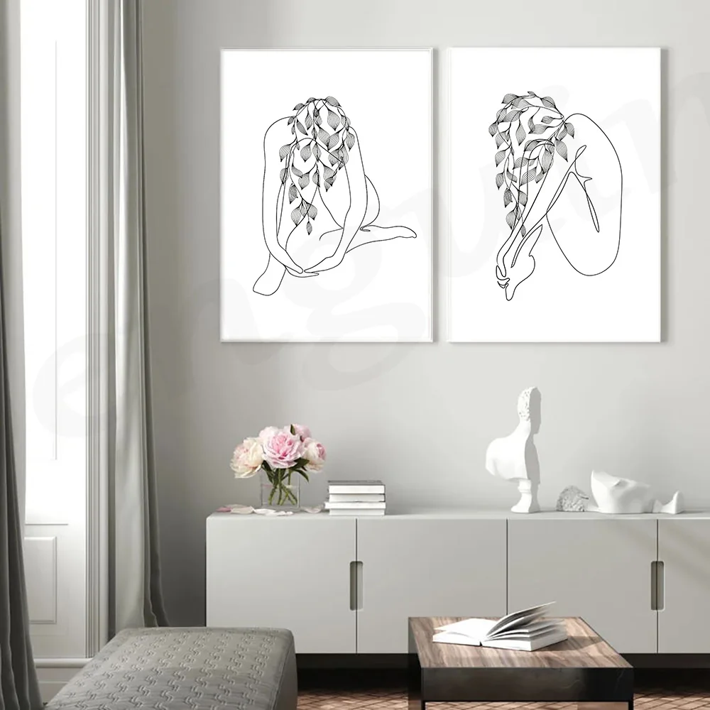 Black White Sitting Line Woman with Abstract Flower Wall Art Canvas Prints Poster for Living Room Home Decor
Black White Sitting Line Woman with Abstract Flower Wall Art Canvas Prints Poster for Living Room Home Decor