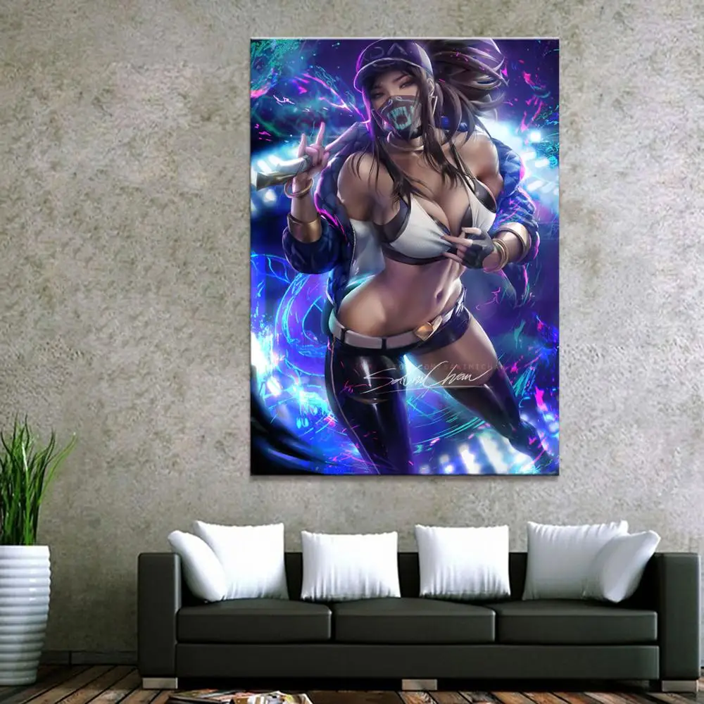1 Piece LOL DJ Akali Game Poster Canvas Paintings Wall Sexy Girl Art for Home Decor Wholesale | Дом и сад