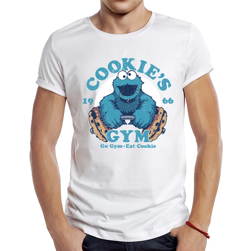 

2021 męskie nowe śmieszne ciasteczka podnoszenie ciężarów projekt z krótkim rękawem T-Shirt fajnie nadruki topy Hipster koszulki