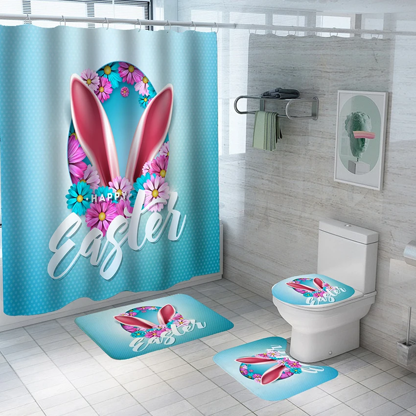 4 Pcs Set of Waterproof Polyester Shower Curtain Absorbent Quick-drying Moisture-proof Floor Mat Easter Egg Bathroom Decoration
4 Pcs Set of Waterproof Polyester Shower Curtain Absorbent Quick-drying Moisture-proof Floor Mat Easter Egg Bathroom Decoration