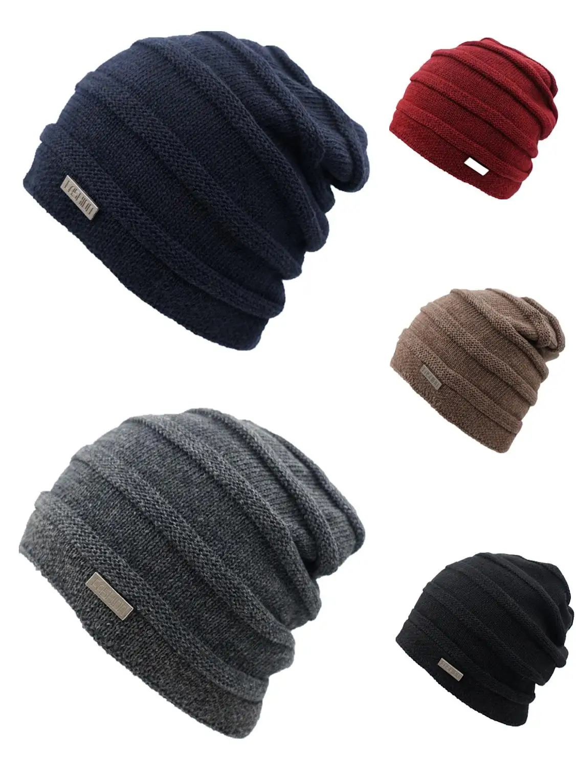 

Connectyle Men Women Slouchy Beanie Winter Warm Knit Hat Fleece Lined Skull Ski Cap