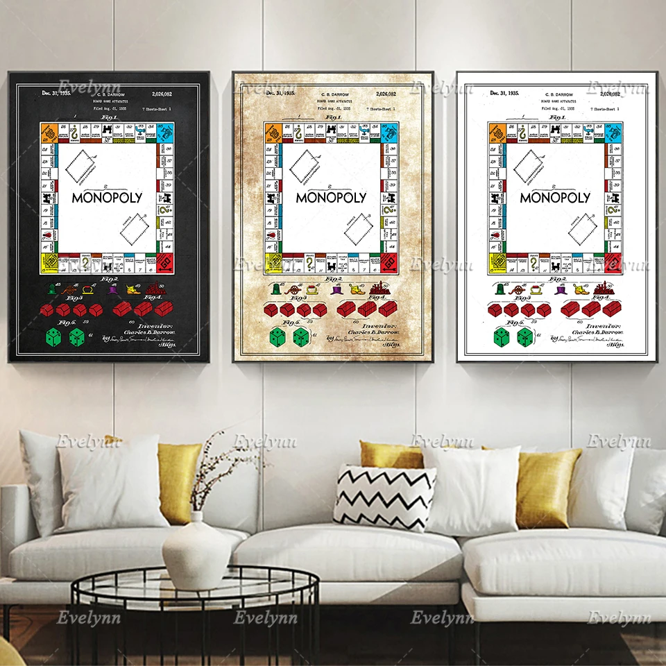 Monopoly Patent Retro Poster,Colour,Blueprint, Or Black And White Home Decor Canvas Wall Art Prints Living Room Decoration Gift
Monopoly Patent Retro Poster,Colour,Blueprint, Or Black And White Home Decor Canvas Wall Art Prints Living Room Decoration Gift