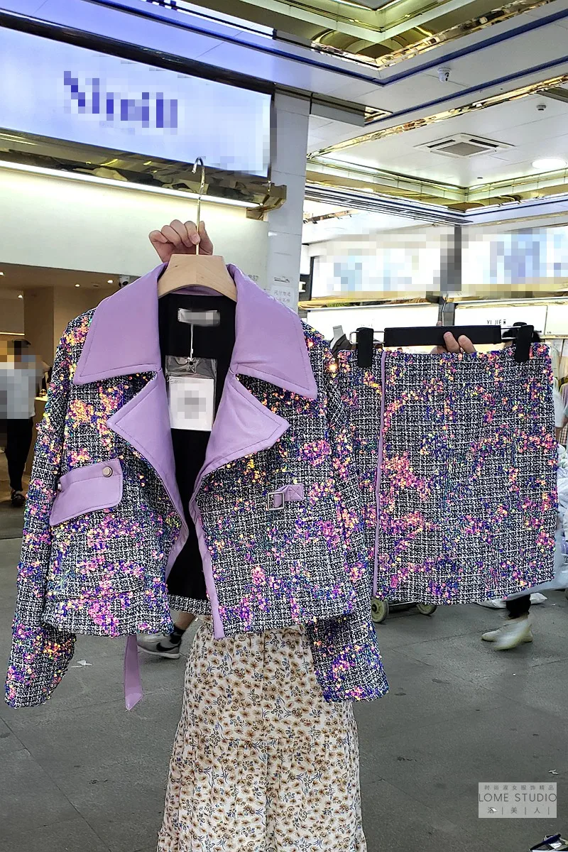 2020 Winter Two-piece Elegant Sequin Patchwork Tweed Set Woolen Office Pocket Jacket Coat + Mini Plaid Skirt Set Korean LT185S50
2020 Winter Two-piece Elegant Sequin Patchwork Tweed Set Woolen Office Pocket Jacket Coat + Mini Plaid Skirt Set Korean LT185S50