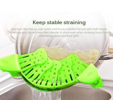Strainer Clip Anti-spill Colander Silicone Cooking Tool Fun Shape Pot Drain Pan Liquid Drainer Kitchen Colander For Pans Pots
Strainer Clip Anti-spill Colander Silicone Cooking Tool Fun Shape Pot Drain Pan Liquid Drainer Kitchen Colander For Pans Pots