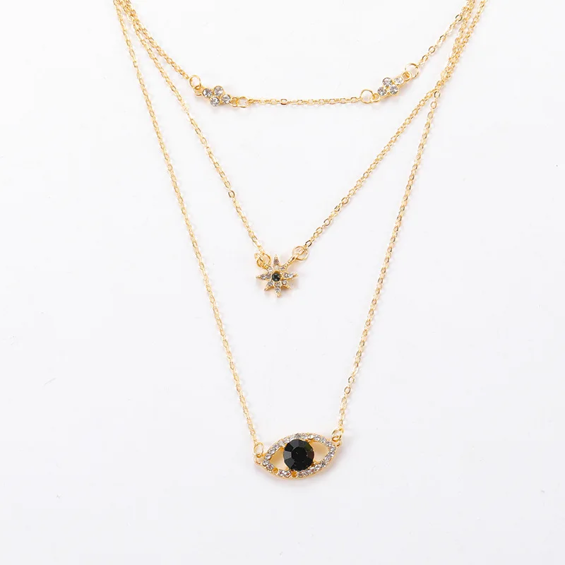 Maison d'amour Fashion Multi layerd Gold Eyes Stars Shining Rhinestone Pendant Necklace For Women Jewelry Wholesale
Maison d'amour Fashion Multi layerd Gold Eyes Stars Shining Rhinestone Pendant Necklace For Women Jewelry Wholesale