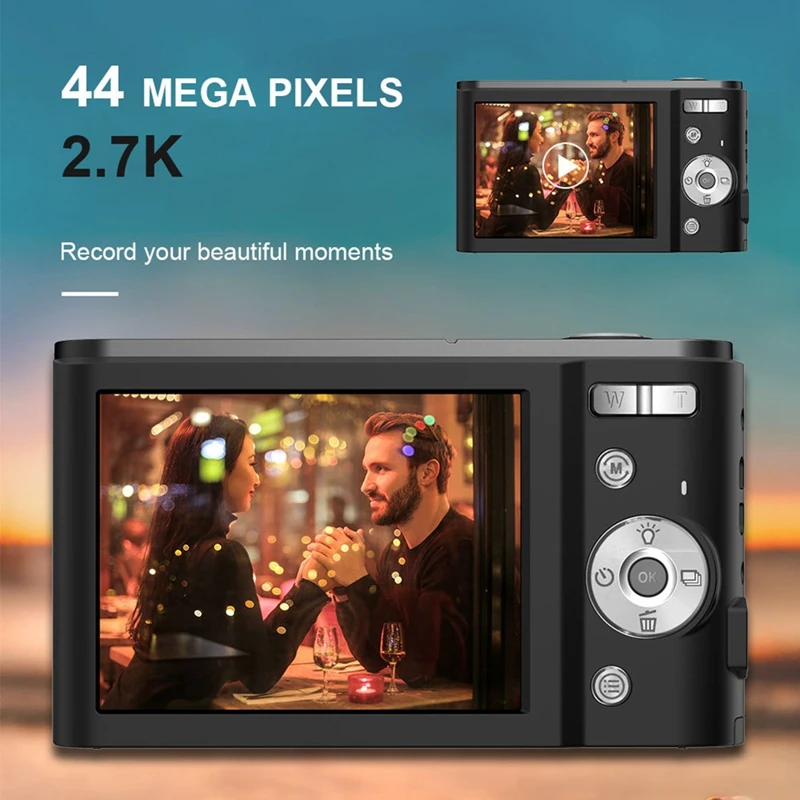 Цифровая камера видеорегистратора 2,7 K HD 44MP с 16-кратным цифровым зумом, компактная Карманная камера с заполняющим светом для детей и подрост...
Цифровая камера видеорегистратора 2,7 K HD 44MP с 16-кратным цифровым зумом, компактная Карманная камера с заполняющим светом для детей и подрост...