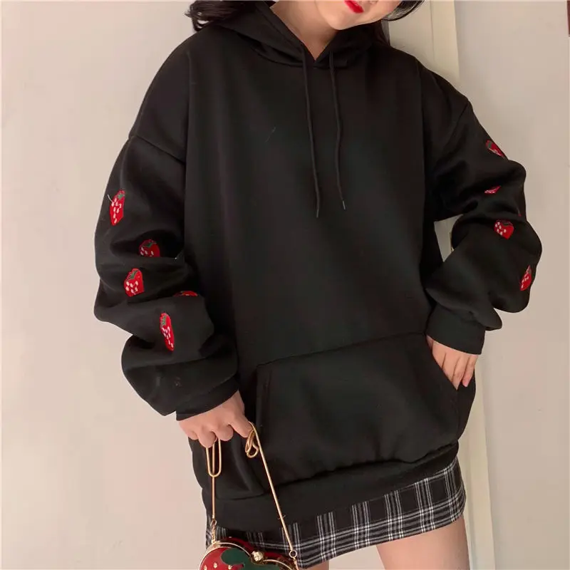 Harajuku Strawberry Embroidery Lavender Pink Sweatshirt Autumn Winter Women Kawaii Loose Long Sleeves Tops Oversized Hoodies
Harajuku Strawberry Embroidery Lavender Pink Sweatshirt Autumn Winter Women Kawaii Loose Long Sleeves Tops Oversized Hoodies