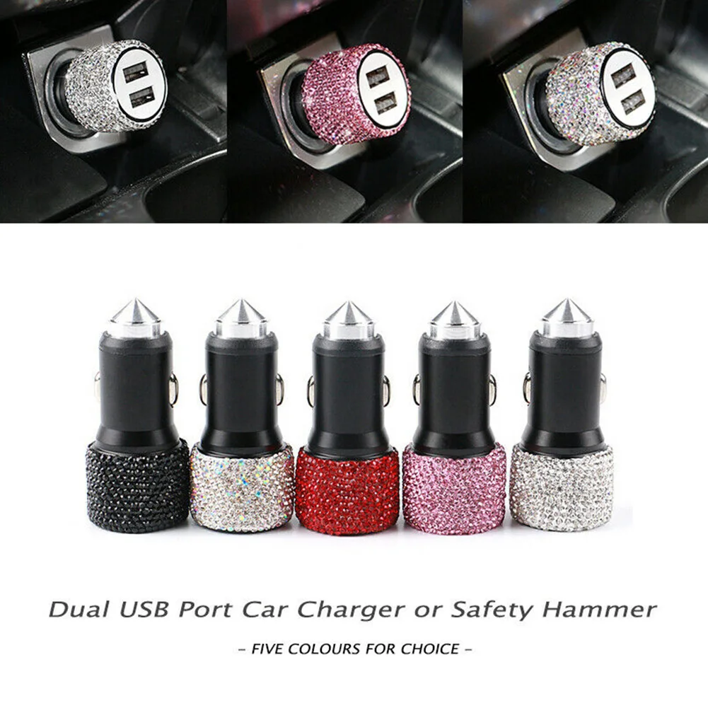 New High Quality Rhinestone Car Mobile Phone Charger Adapter Dual USB Fast Charging with Emergency Breaker Interior Decoration 7
New High Quality Rhinestone Car Mobile Phone Charger Adapter Dual USB Fast Charging with Emergency Breaker Interior Decoration 7