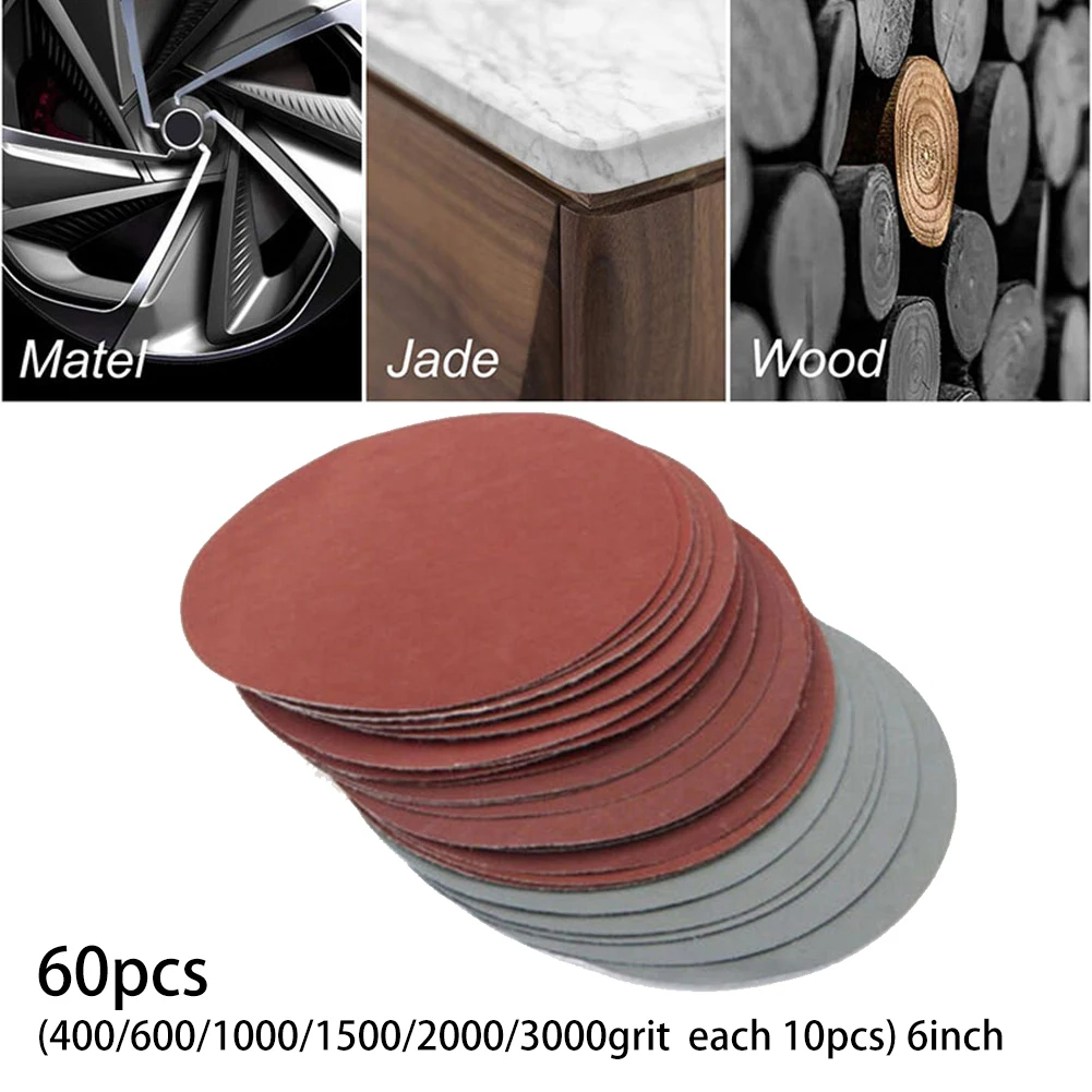 60Pcs Wet Dry 150mm Sandpaper Sanding Discs Grit400/ 600/1000/1500/2000/3000 For Mahogany Furniture
60Pcs Wet Dry 150mm Sandpaper Sanding Discs Grit400/ 600/1000/1500/2000/3000 For Mahogany Furniture