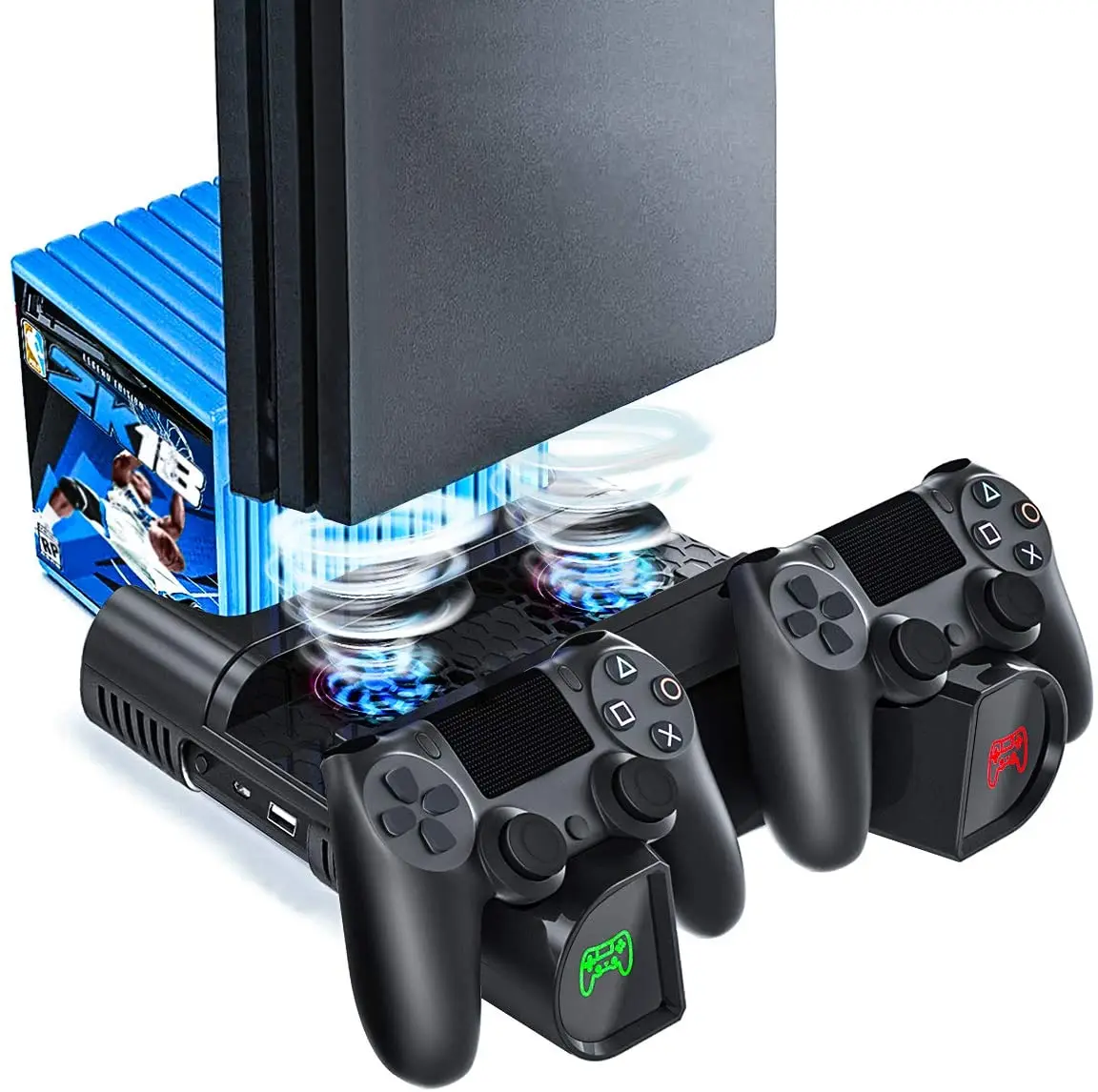 For PS4 Base Heatsink Cooling Fan Base Stand Charger Dual Controller Charging Dock for Playstation 4 PS 4 Pro/slim accessories
For PS4 Base Heatsink Cooling Fan Base Stand Charger Dual Controller Charging Dock for Playstation 4 PS 4 Pro/slim accessories