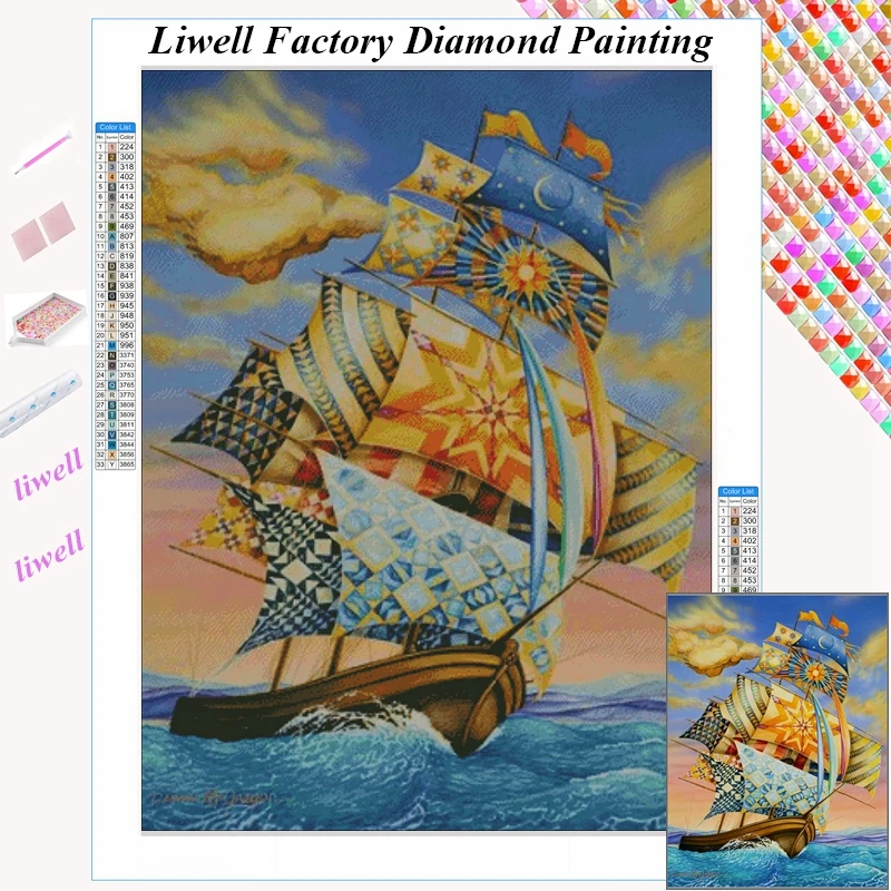 

5d Diamond Painting Sailboat Embroidery Ship Cross Stitch Full Square Round Drills Mosaic Handicraft Gift For Home Decor