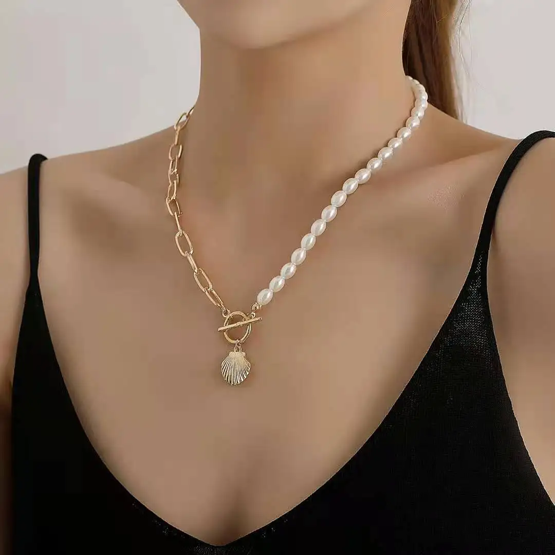 Fashion Personality Simple Women's Necklace Pearl Metal Chain Scallop Pendant Necklace Jewelry 2021 Trend New Product Party Gift 
Fashion Personality Simple Women's Necklace Pearl Metal Chain Scallop Pendant Necklace Jewelry 2021 Trend New Product Party Gift
