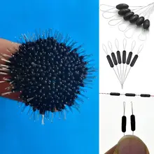 300pcs / pack Black Float Fishing Bobber Silicone Stopper Space Bean Connector Fishing Line Resistance Fishing Accessories