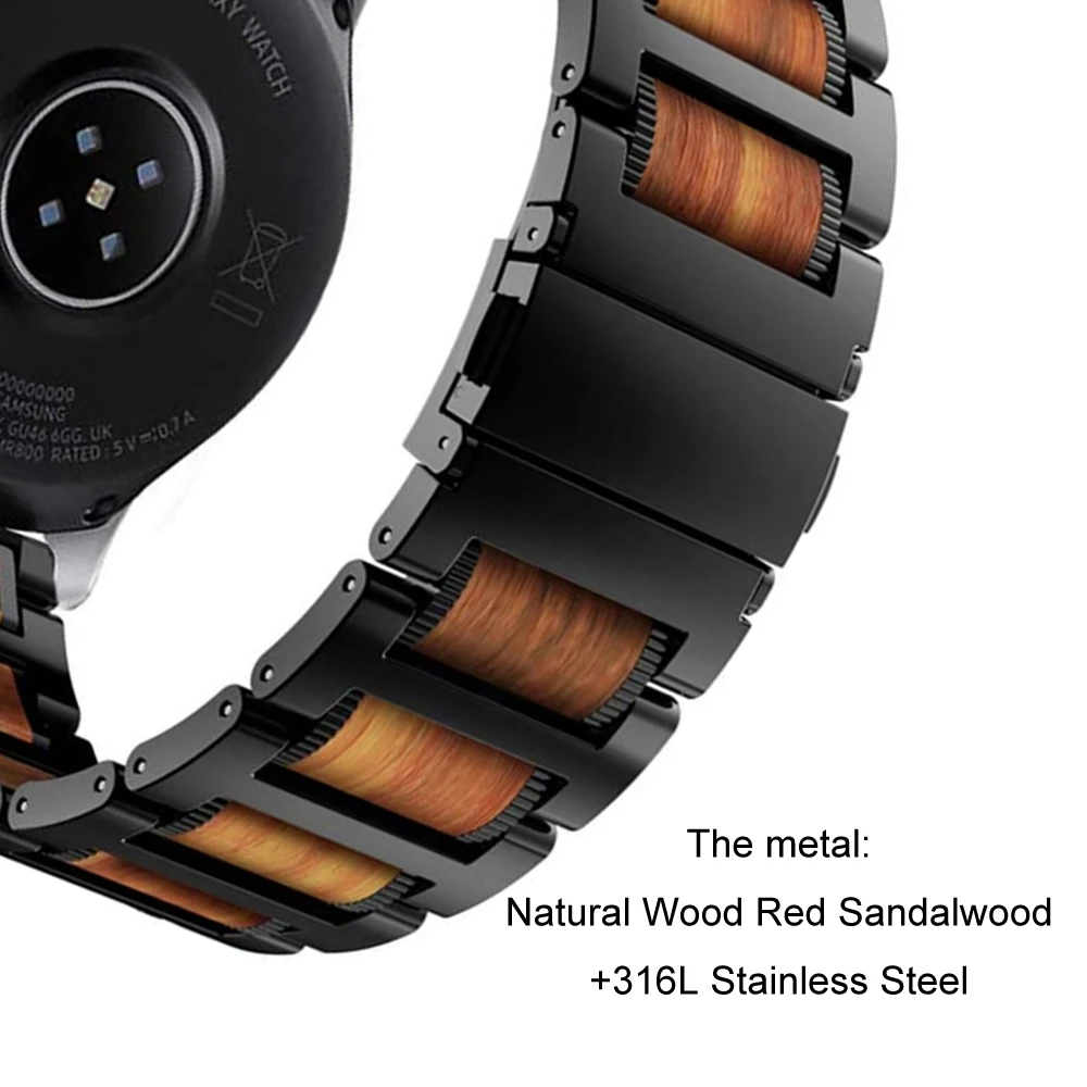 Ремешок для Samsung Galaxy Watch 46 мм Gear S3 Huawei GT2 Amazfit GTR 47 металлический деревянный браслет